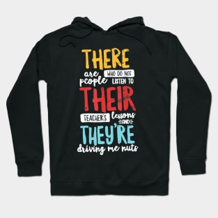 There Their They're T Shirt English Grammar Teacher Distress Hoodie